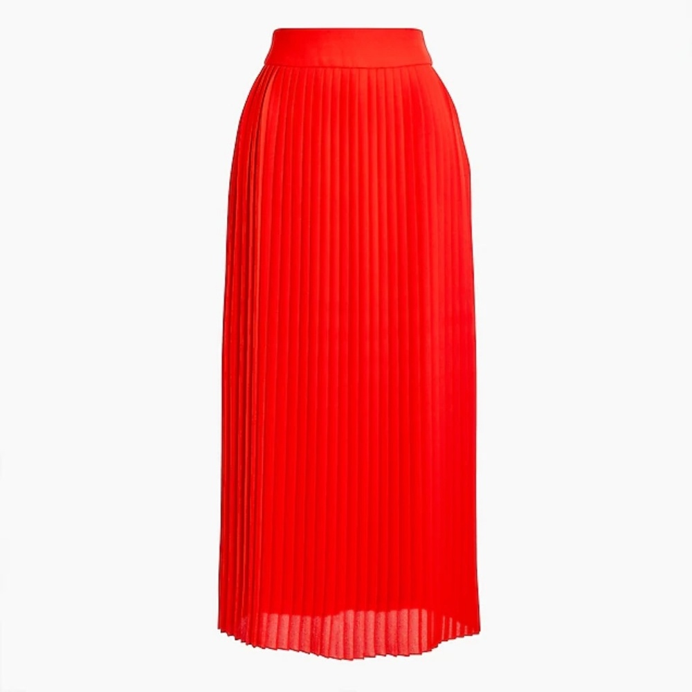 NWT J. Crew Coral Pleated Midi Skirt